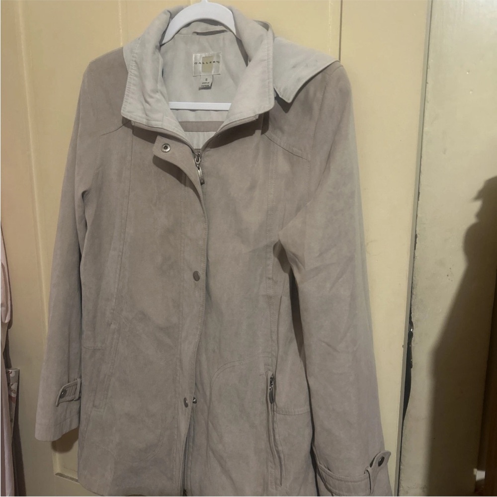 Women’s Gallery Tan Jacket With Removable Hood Size Small